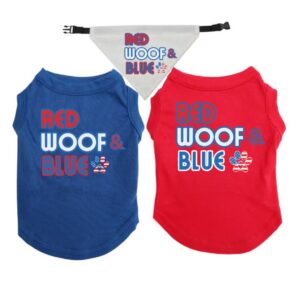 4th of July Dog Shirt and Bandana "Red, Woof, & Blue"