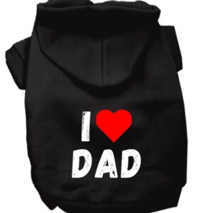 I Love Dad Dog Hoodie Matching Bandana