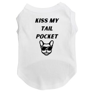 Funny Dog Shirt "Kiss my Tail Pocket" Clever bulldog humor T-Shirt